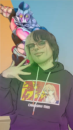 Photographie d'Eugénie avec un filtre dans le style de Jojo Bizarre Adventure